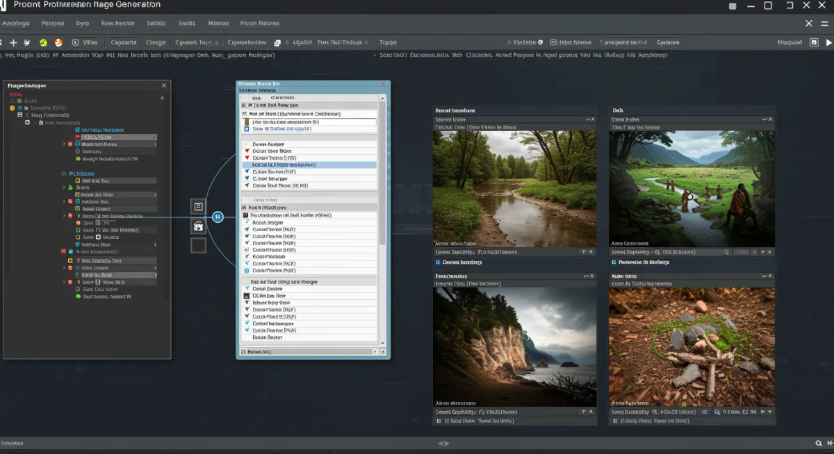 Screenshot of an AI image generator interface with a detailed prompt and generated realistic images.