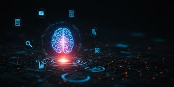 Futuristic AI brain optimizing SEO elements for 2026 website ranking