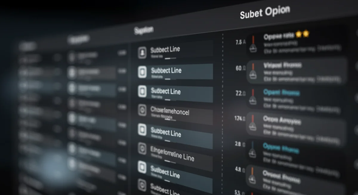 AI-generated email subject line suggestions with performance metrics