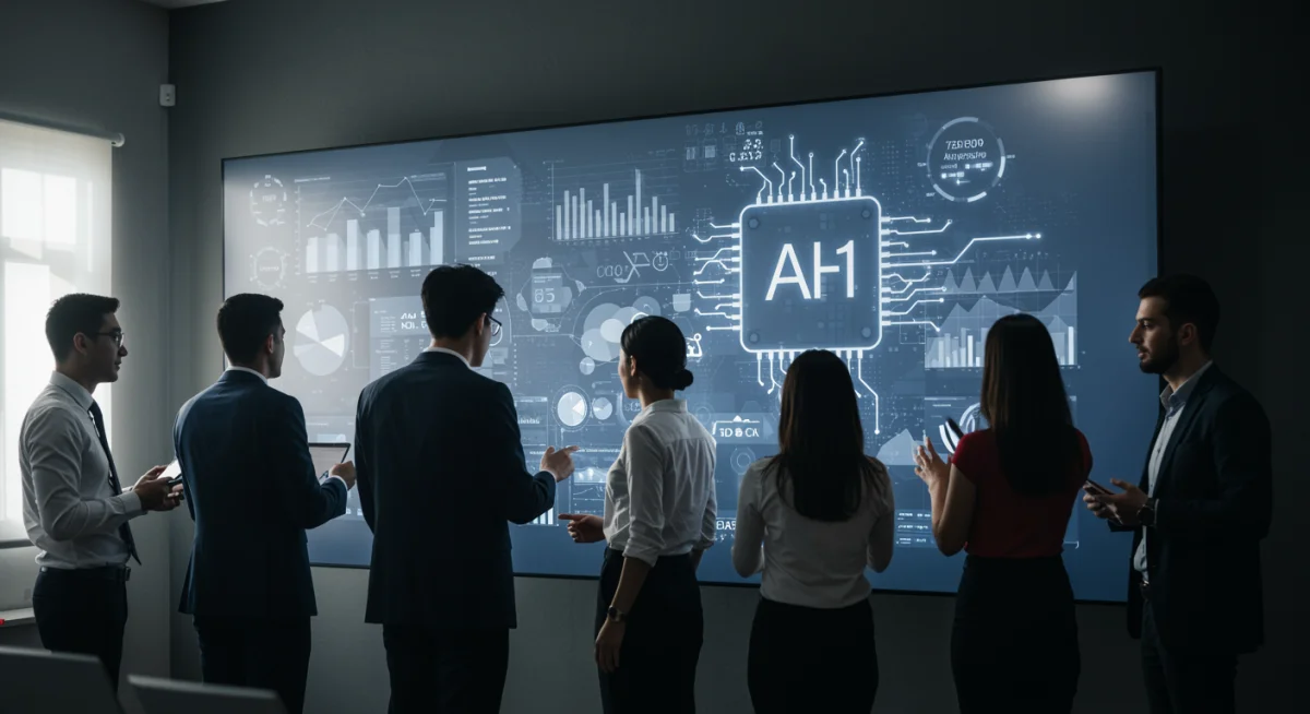 Team collaborating with AI tools to optimize customer workflows