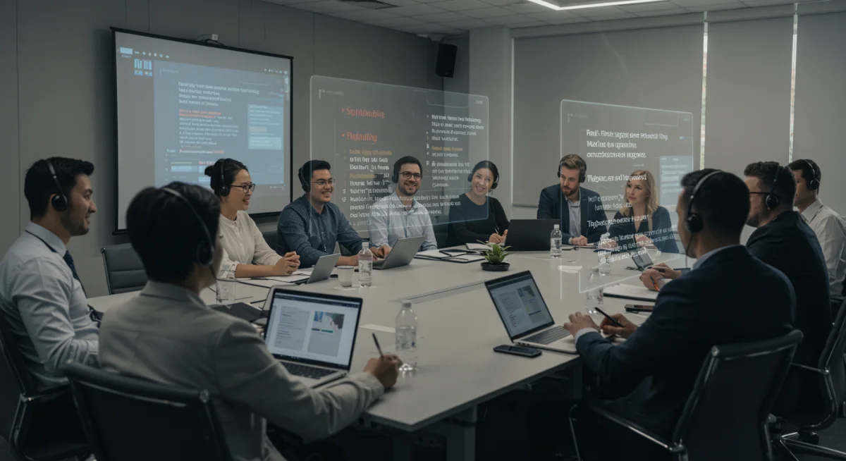 Real-time AI translation in a multicultural business meeting